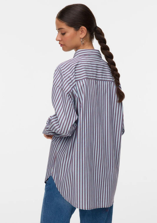 Camicia Donna Parina Azzurra Righe Bordeaux e Biache