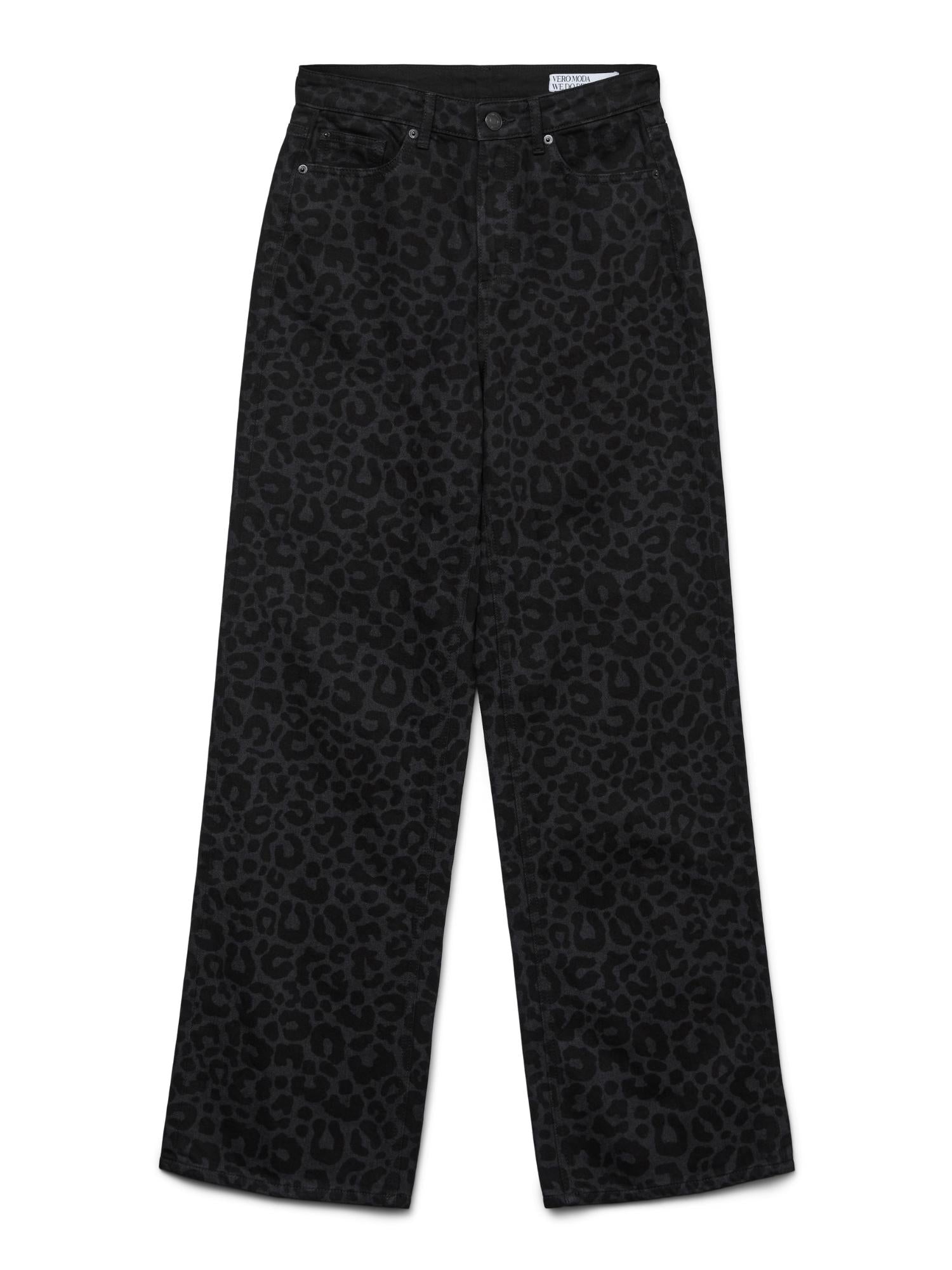 Vero Moda VMTESSA Vita alta Wide Leg Fit Jeans Donna Black Denim Leopard - Santangelo