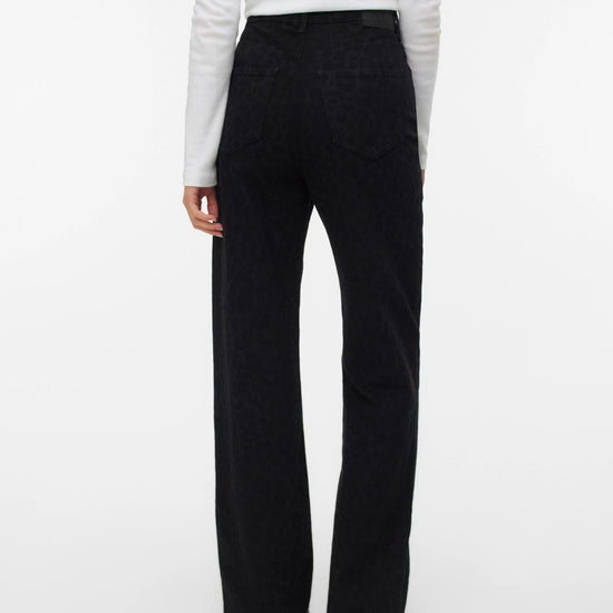 Vero Moda VMTESSA Vita alta Wide Leg Fit Jeans Donna Black Denim Leopard - Santangelo