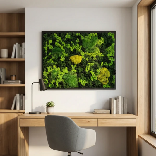 Quadro Vista Bosco in Muschio e Licheni Stabilizzati con Legno – 90x70 cm | Made in Italy