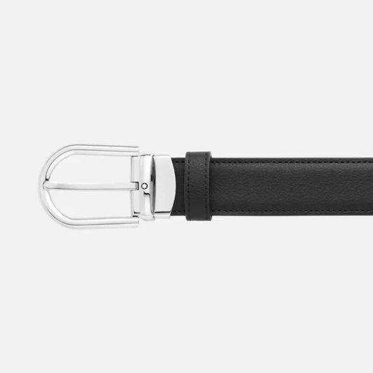 Montblanc 30mm Belt with Shiny Palladium-Coated Horseshoe Pin Buckle 128757
