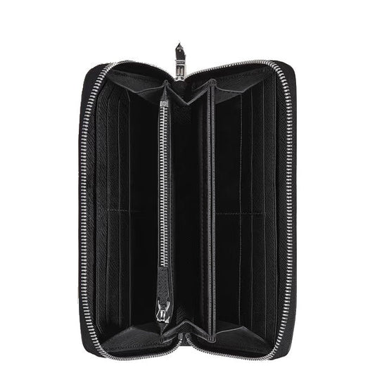 Montblanc portafoglio 12 scomparti con cerniera Sartorial tweed blu 220365