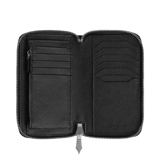 Montblanc portafoglio 12 scomparti con cerniera medio Sartorial tweed blu 220362