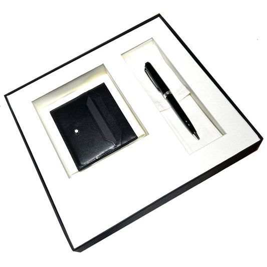 Montblanc set sfera Pix e portacarte di credito 6cc Meisterstuck nera 137793