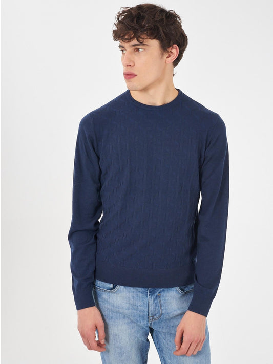 Men's Blue Crew Neck Sweater