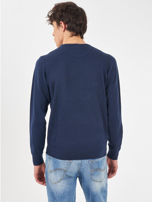 Men's Blue Crew Neck Sweater